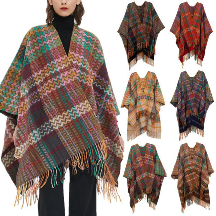 Buddha Stones Tibetan Shawl Colorful Wavy Line Tassels Winter Cozy Travel Scarf Wrap - image 24