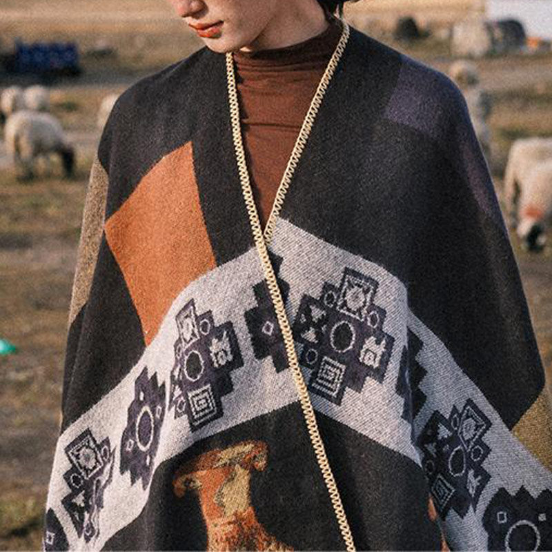 Buddha Stones Tibetan Shawl Deer Vase Geometric Shapes Winter Cozy Travel Scarf Wrap - image 9