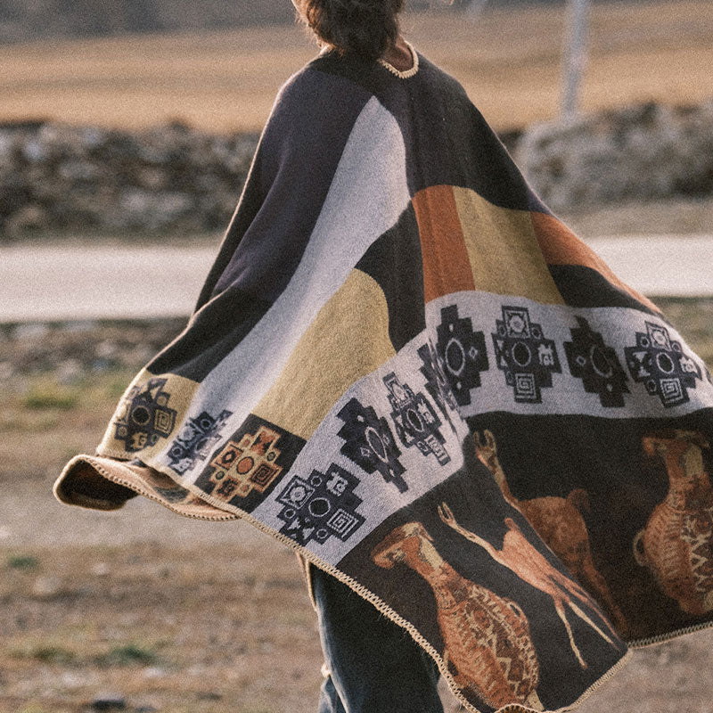 Buddha Stones Tibetan Shawl Deer Vase Geometric Shapes Winter Cozy Travel Scarf Wrap - image 10