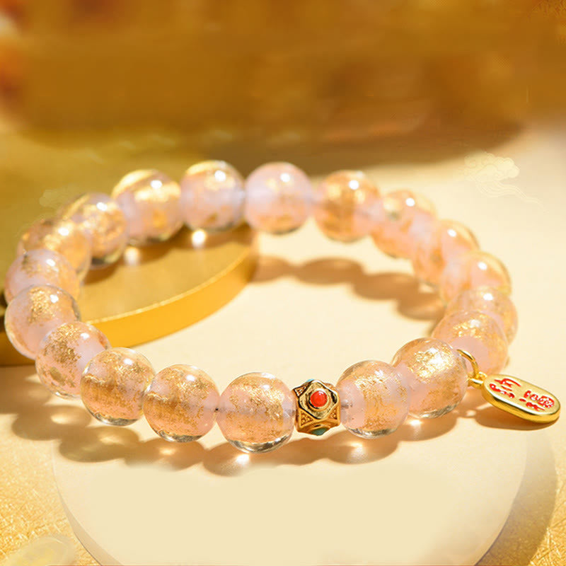 Buddha Stones Tibetan Incense Ash Liuli Glass Bead Lucky Fortune Fu Character Charm Bracelet - image 4