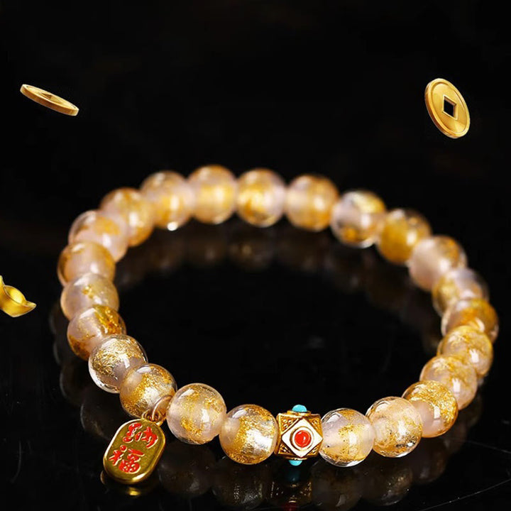 Buddha Stones Tibetan Incense Ash Liuli Glass Bead Lucky Fortune Fu Character Charm Bracelet - image 7