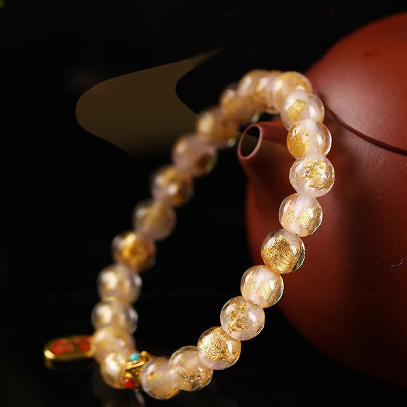 Buddha Stones Tibetan Incense Ash Liuli Glass Bead Lucky Fortune Fu Character Charm Bracelet - image 8