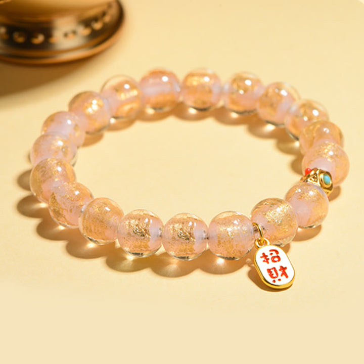 Buddha Stones Tibetan Incense Ash Liuli Glass Bead Lucky Fortune Fu Character Charm Bracelet - image 2