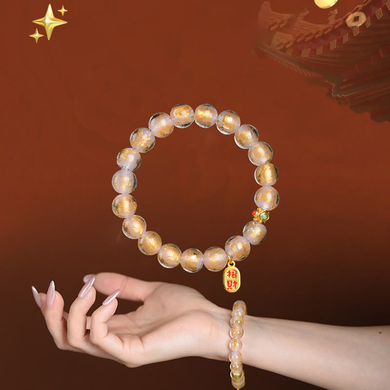 Buddha Stones Tibetan Incense Ash Liuli Glass Bead Lucky Fortune Fu Character Charm Bracelet - image 9