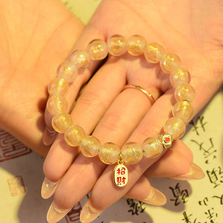 Buddha Stones Tibetan Incense Ash Liuli Glass Bead Lucky Fortune Fu Character Charm Bracelet - image 5