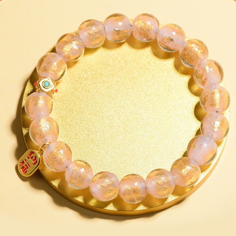 Buddha Stones Tibetan Incense Ash Liuli Glass Bead Lucky Fortune Fu Character Charm Bracelet - image 3