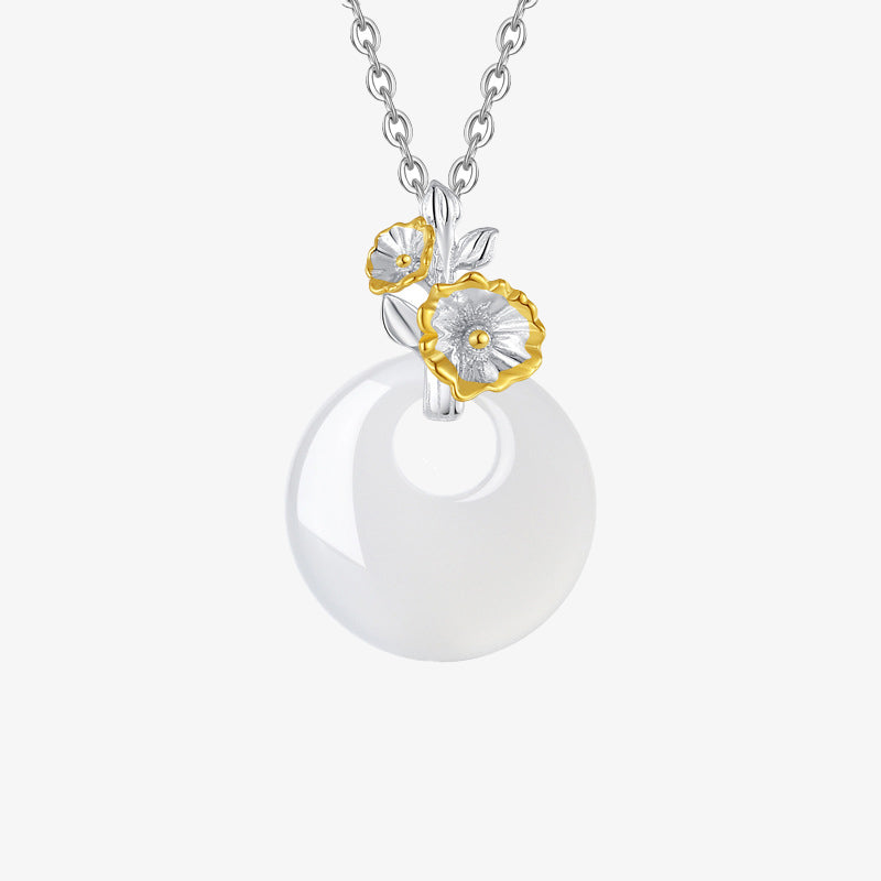 Buddha Stones 925 Sterling Silver Round Chalcedony Twelve Months Flower Harmony Necklace Pendant - Sunflower - image 15