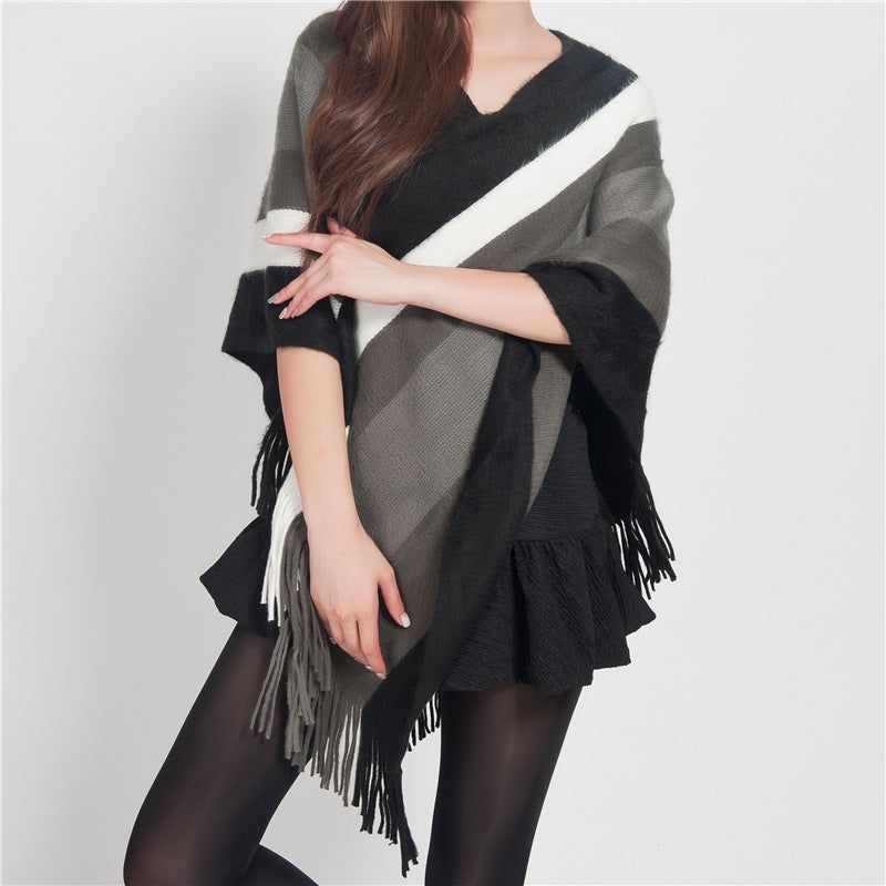 Buddha Stones Tibetan Colorful Striped Design Shawl Tassels Pullover Winter Cozy Travel Scarf Wrap - Black Gray White 72cm*90cm - image 23