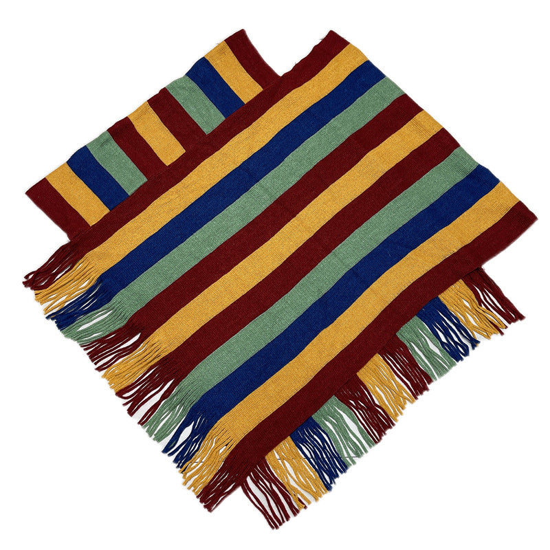 Buddha Stones Tibetan Colorful Striped Design Shawl Tassels Pullover Winter Cozy Travel Scarf Wrap - image 21