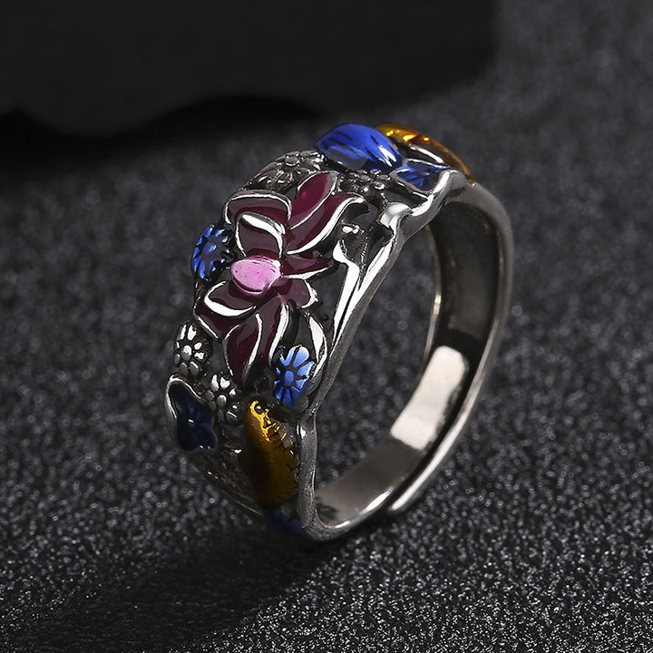 Buddha Stones Koi Fish Lotus Flower Leaf Design Luck Wealth Ring - image 8