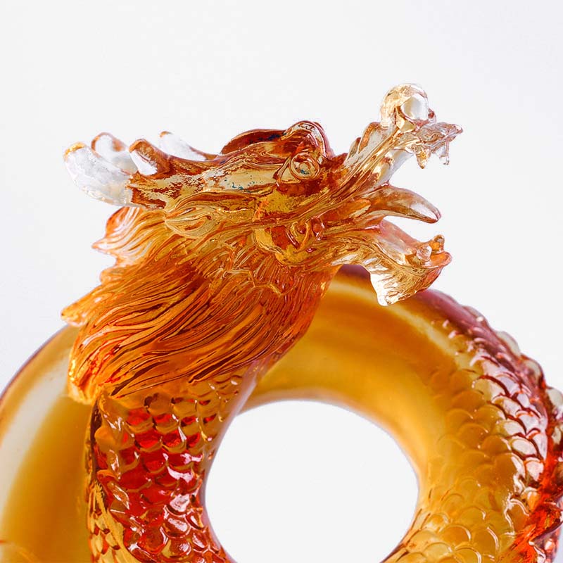 Buddha Stones Year of the Dragon Handmade Chinese Zodiac Yellow Dragon Liuli Crystal Art Piece Protection Home Office Decoration - image 6