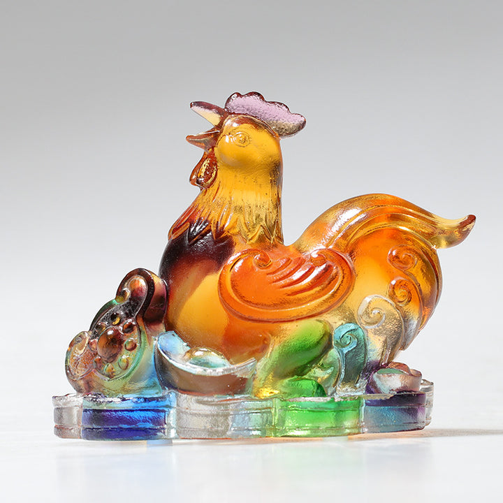 Buddha Stones Year of the Dragon Handmade 12 Chinese Zodiac Liuli Crystal Art Piece Protection Home Office Decoration - Rooster About 8.5*5.5*8cm - image 15