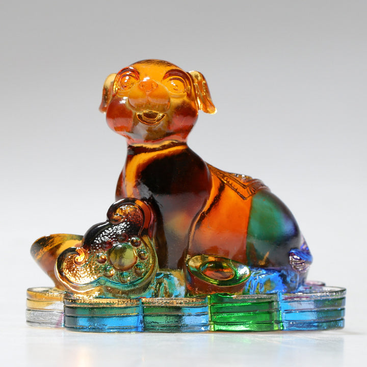 Buddha Stones Year of the Dragon Handmade 12 Chinese Zodiac Liuli Crystal Art Piece Protection Home Office Decoration - Dog About 8.5*5.5*8cm - image 16