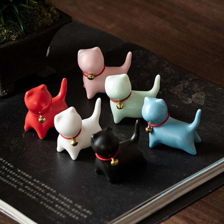 Buddha Stones Mini Small Cute Cat Tea Pet Ceramic Home Desk Figurine Decoration - image 13