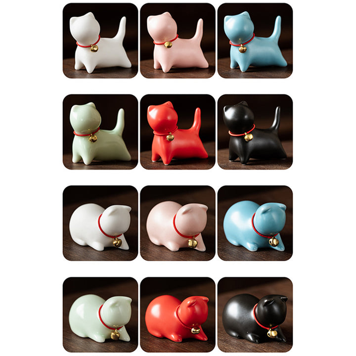 Buddha Stones Mini Small Cute Cat Tea Pet Ceramic Home Desk Figurine Decoration - image 25