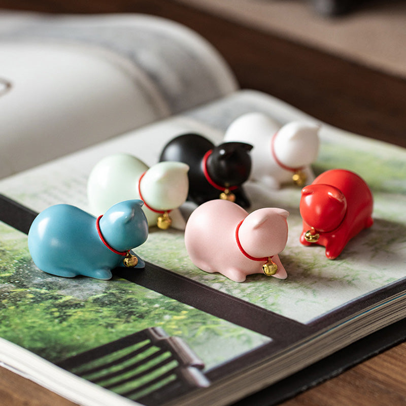 Buddha Stones Mini Small Cute Cat Tea Pet Ceramic Home Desk Figurine Decoration - image 24