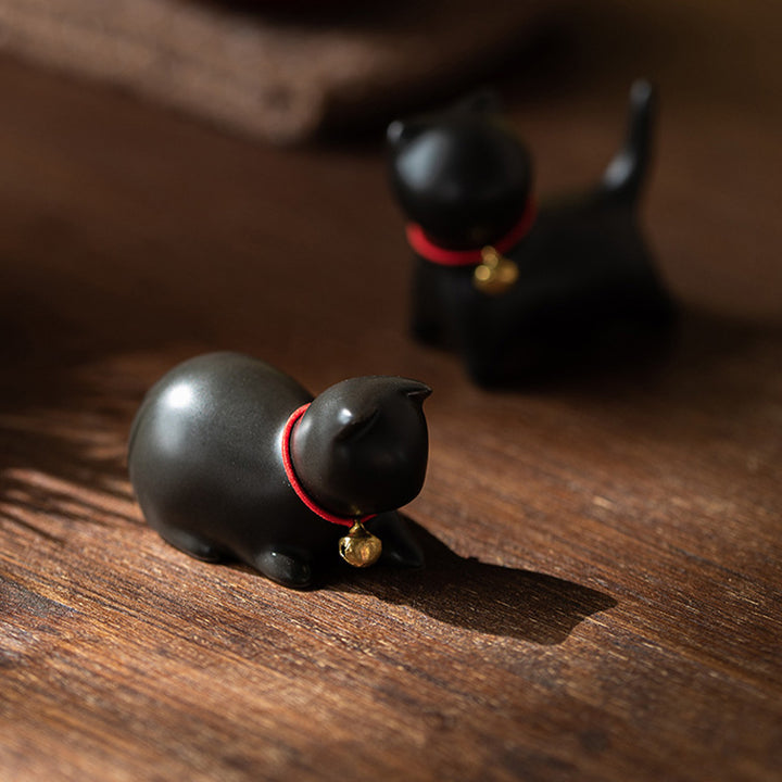 Buddha Stones Mini Small Cute Cat Tea Pet Ceramic Home Desk Figurine Decoration - image 22