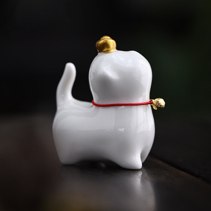 Buddha Stones Mini Lucky Cat Ingot Tea Pet Ceramic Home Desk Figurine Decoration - image 6