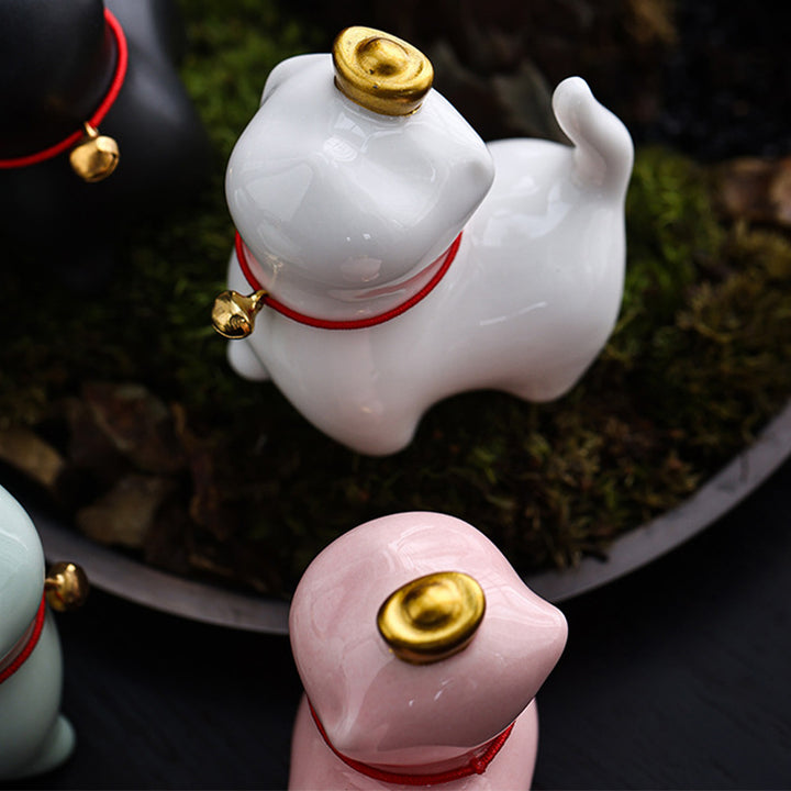 Buddha Stones Mini Lucky Cat Ingot Tea Pet Ceramic Home Desk Figurine Decoration - image 11