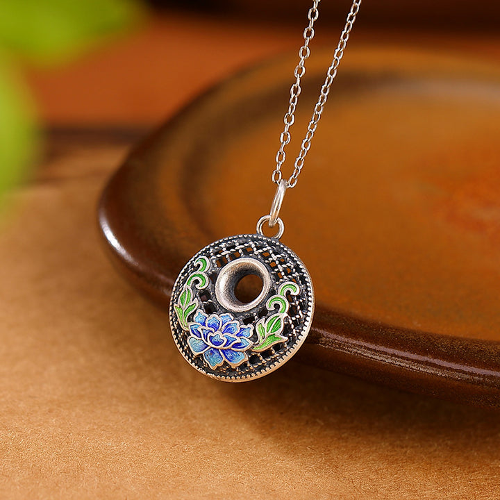 Buddha Stones 999 Sterling Silver Koi Fish Fu Character Lotus Peace Buckle Wealth Necklace Pendant - image 6