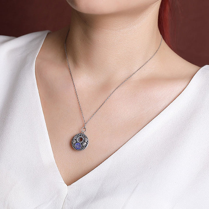 Buddha Stones 999 Sterling Silver Koi Fish Fu Character Lotus Peace Buckle Wealth Necklace Pendant - image 4