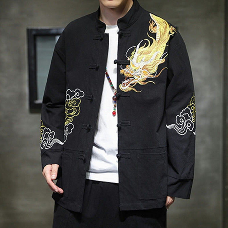 Buddha Stones Dragon Auspicious Cloud Embroidery Clothing Chinese Tang Suit Jacket Men Clothing - image 9