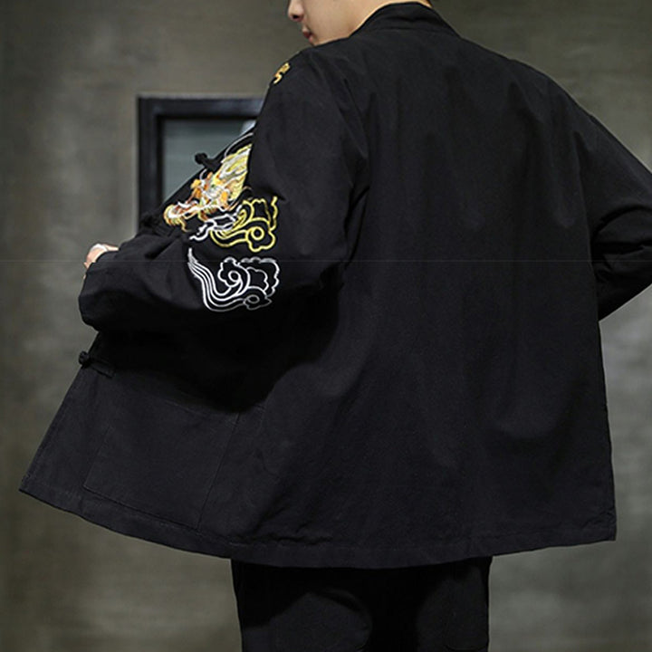 Buddha Stones Dragon Auspicious Cloud Embroidery Clothing Chinese Tang Suit Jacket Men Clothing - image 3