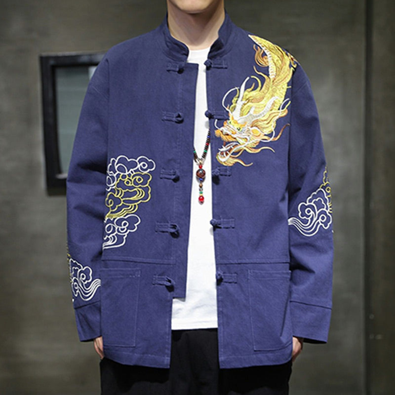 Buddha Stones Dragon Auspicious Cloud Embroidery Clothing Chinese Tang Suit Jacket Men Clothing - image 23