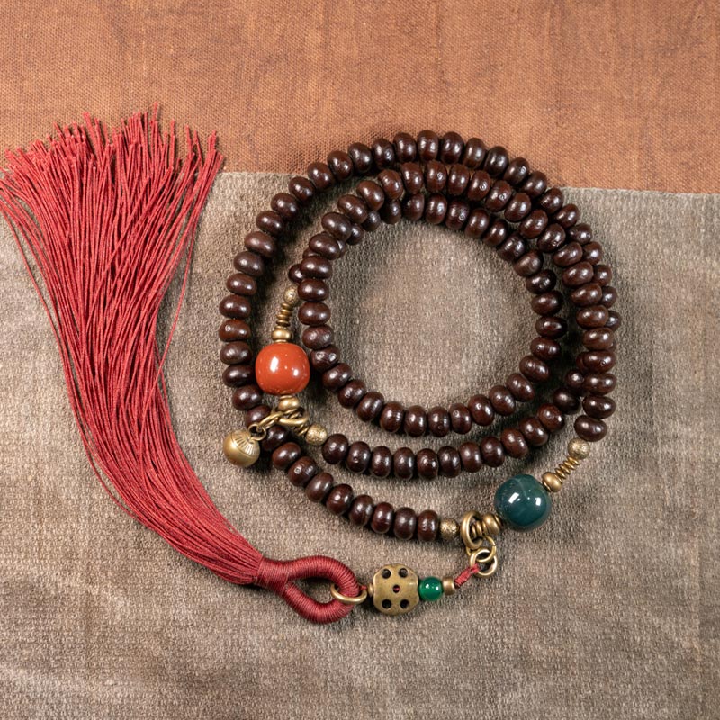 Buddha Stones 108 Mala Beads Natural Tibet Purple Bodhi Seed Auspiciousness Bracelet - 8mm - image 0