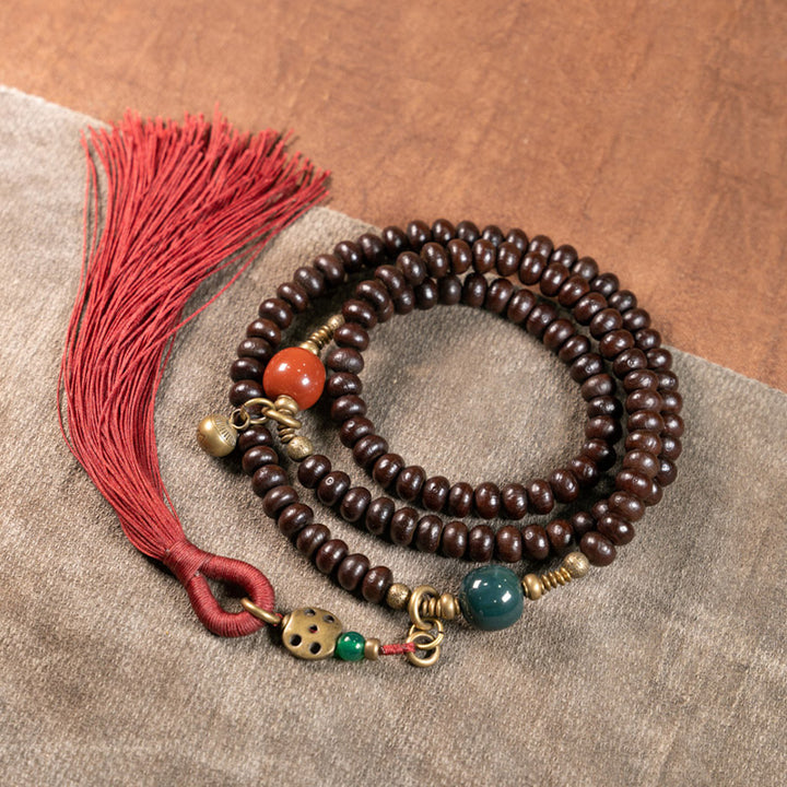 Buddha Stones 108 Mala Beads Natural Tibet Purple Bodhi Seed Auspiciousness Bracelet - image 1