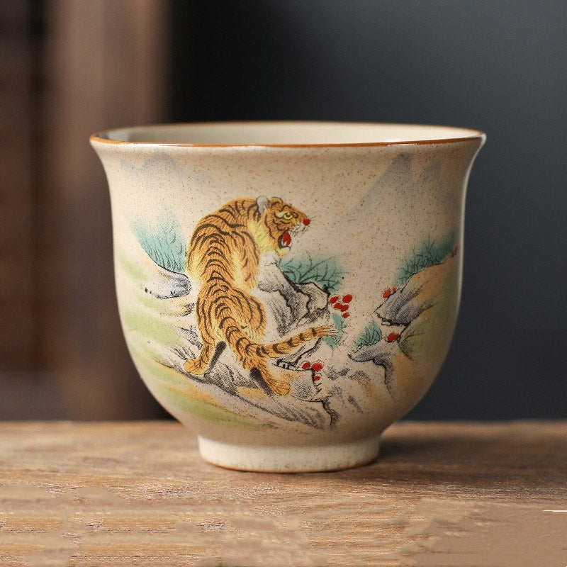 Buddha Stones 12 Chinese Zodiac Ceramic Teacup Kung Fu Tea Cup 130ml - Tiger 7.2cm*6cm*130ml - image 6