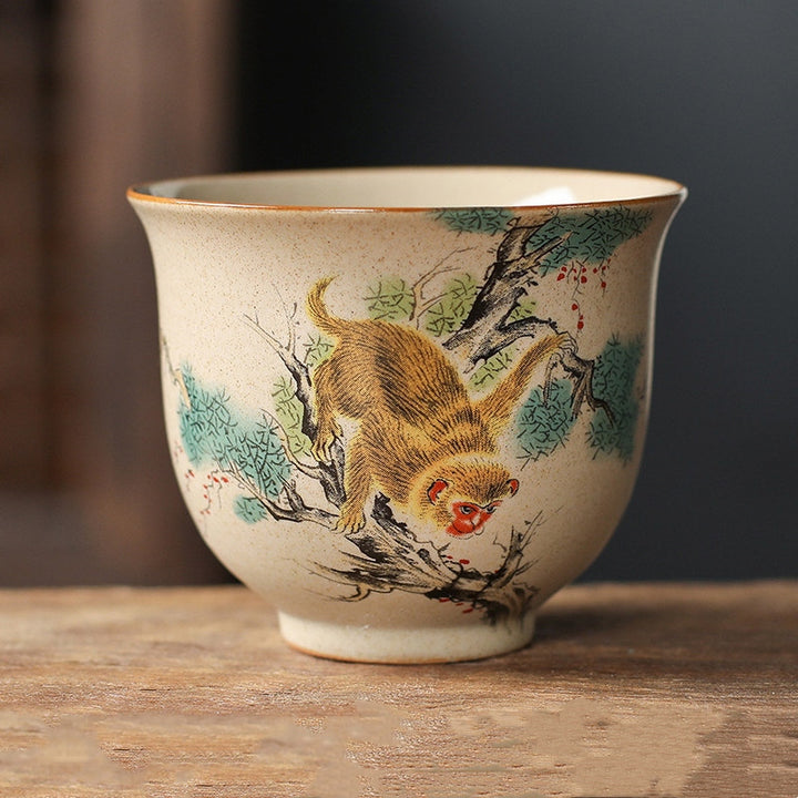 Buddha Stones 12 Chinese Zodiac Ceramic Teacup Kung Fu Tea Cup 130ml - Monkey 7.2cm*6cm*130ml - image 18
