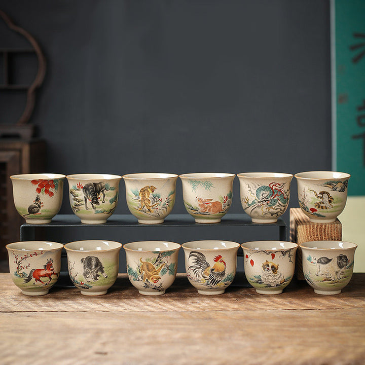 Buddha Stones 12 Chinese Zodiac Ceramic Teacup Kung Fu Tea Cup 130ml - image 24
