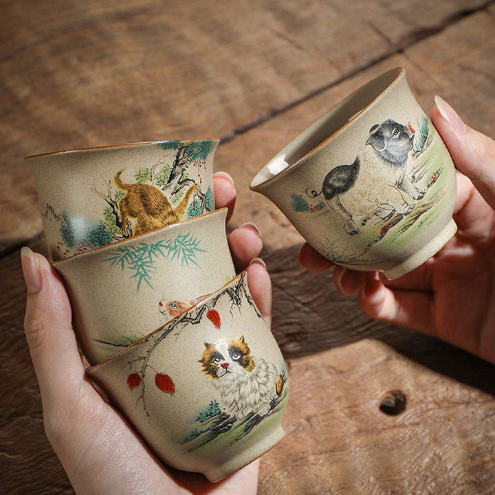 Buddha Stones 12 Chinese Zodiac Ceramic Teacup Kung Fu Tea Cup 130ml - image 23