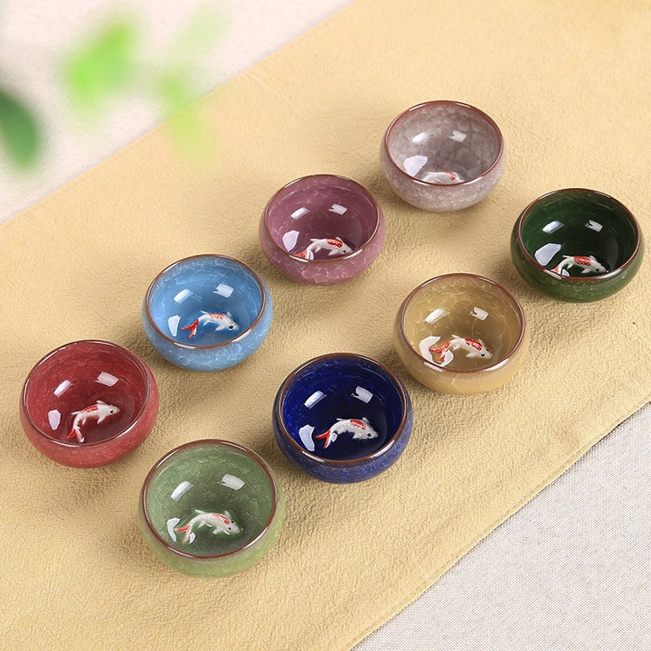 Buddha Stones Cute Koi Fish Ceramic Teacup Kung Fu Tea Cup Bowl 45ml - image 10