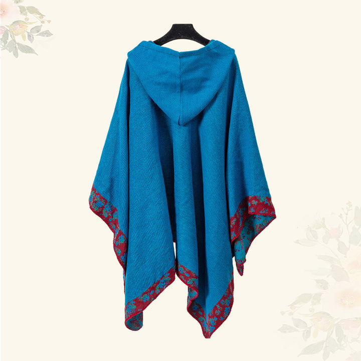 Buddha Stones Tibetan Shawl Border Small Floral Flower Hooded Cloak Winter Cozy Travel Scarf Wrap - image 19