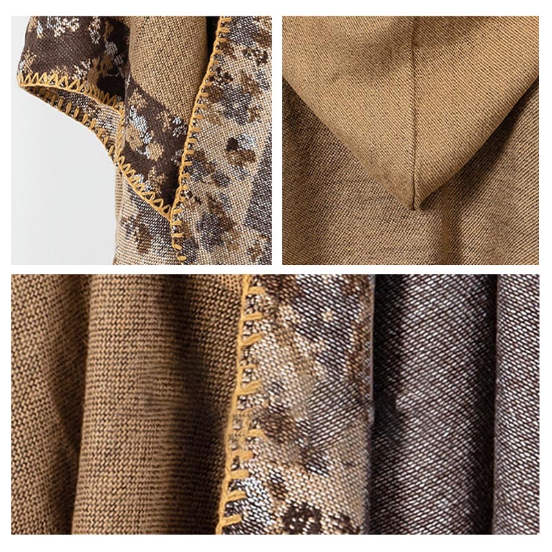 Buddha Stones Tibetan Shawl Border Small Floral Flower Hooded Cloak Winter Cozy Travel Scarf Wrap - image 45