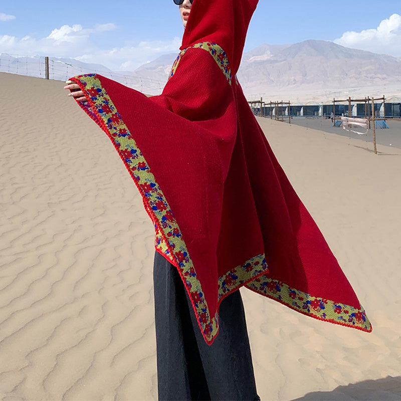 Buddha Stones Tibetan Shawl Border Small Floral Flower Hooded Cloak Winter Cozy Travel Scarf Wrap - image 31