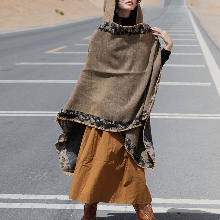 Buddha Stones Tibetan Shawl Border Small Floral Flower Hooded Cloak Winter Cozy Travel Scarf Wrap - image 36