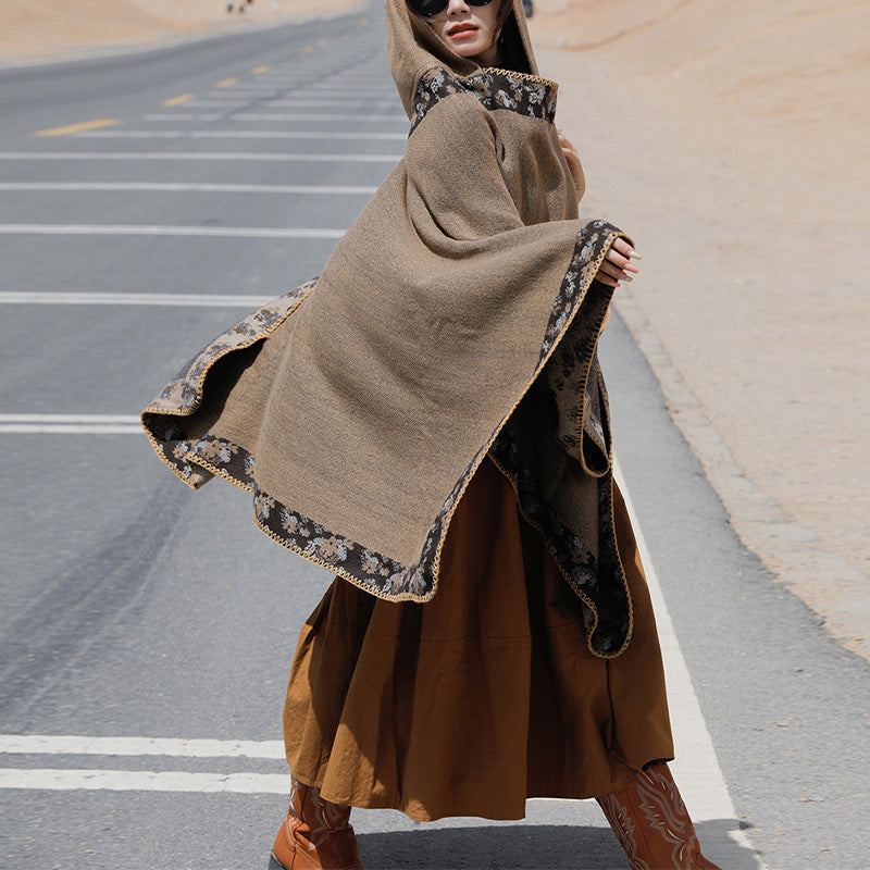 Buddha Stones Tibetan Shawl Border Small Floral Flower Hooded Cloak Winter Cozy Travel Scarf Wrap - image 44