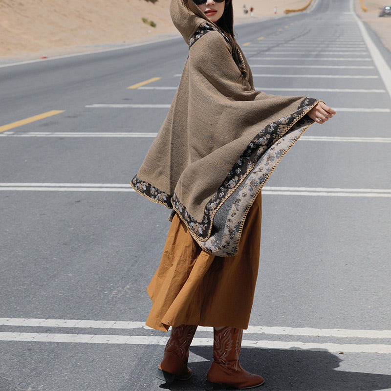 Buddha Stones Tibetan Shawl Border Small Floral Flower Hooded Cloak Winter Cozy Travel Scarf Wrap - image 40