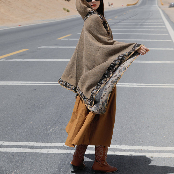 Buddha Stones Tibetan Shawl Border Small Floral Flower Hooded Cloak Winter Cozy Travel Scarf Wrap - image 40