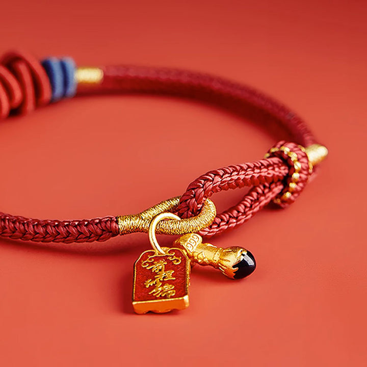 Buddha Stones 925 Sterling Silver Koi Fish Charm Wealth Success Braided Bracelet - image 3