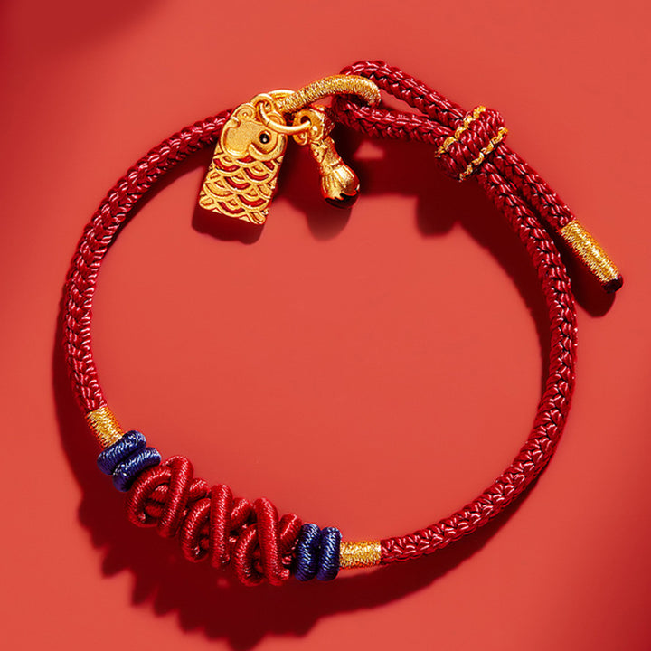 Buddha Stones 925 Sterling Silver Koi Fish Charm Wealth Success Braided Bracelet - 14-18cm - image 0