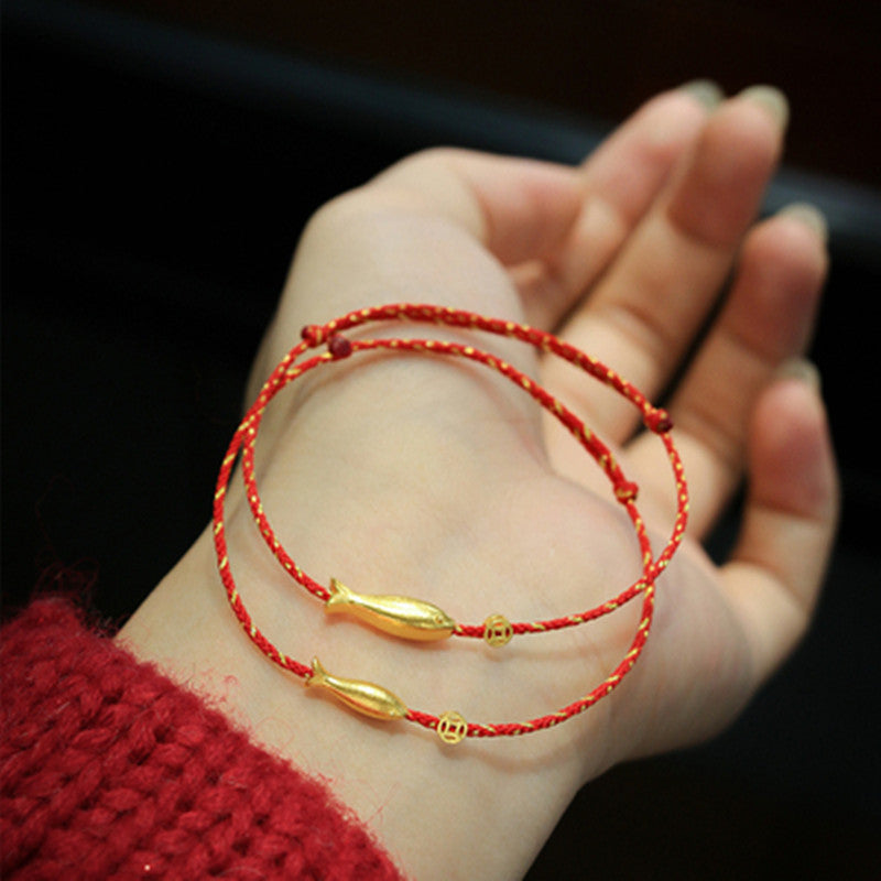 Buddha Stones 14K Gold Plated Koi Fish Luck Wealth Braided Bracelet - image 6