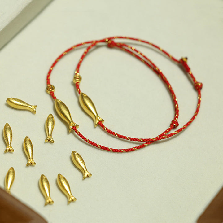 Buddha Stones 14K Gold Plated Koi Fish Luck Wealth Braided Bracelet - image 0