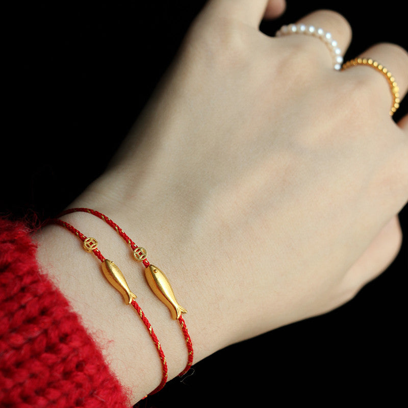 Buddha Stones 14K Gold Plated Koi Fish Luck Wealth Braided Bracelet - image 5