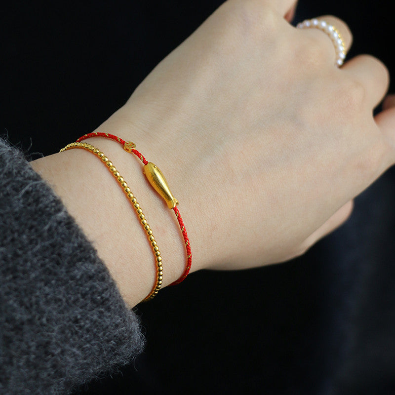 Buddha Stones 14K Gold Plated Koi Fish Luck Wealth Braided Bracelet - image 9