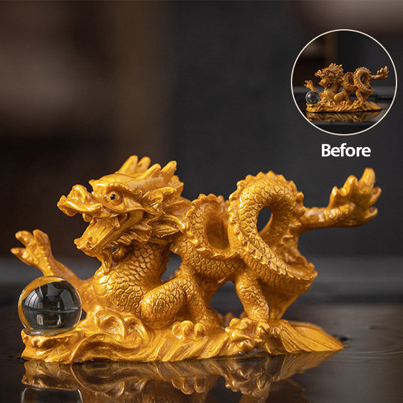 Buddha Stones Year Of The Dragon Color Changing Resin Luck Success Tea Pet Home Figurine Decoration - Gold Dragon 15.9*5.5*7.9cm - image 1