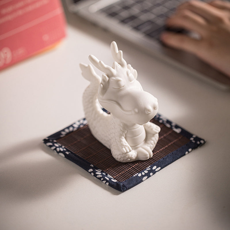 Buddha Stones Year Of The Dragon Luck White Porcelain Ceramic Tea Pet Home Figurine Decoration - image 12